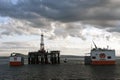 03.08.2014 - The heavy lift vessel Dockwise Vanguard offloading the Semi-Submersible rig Ã¢â¬ÅOcean PatriotÃ¢â¬Â, outside Edinburgh.